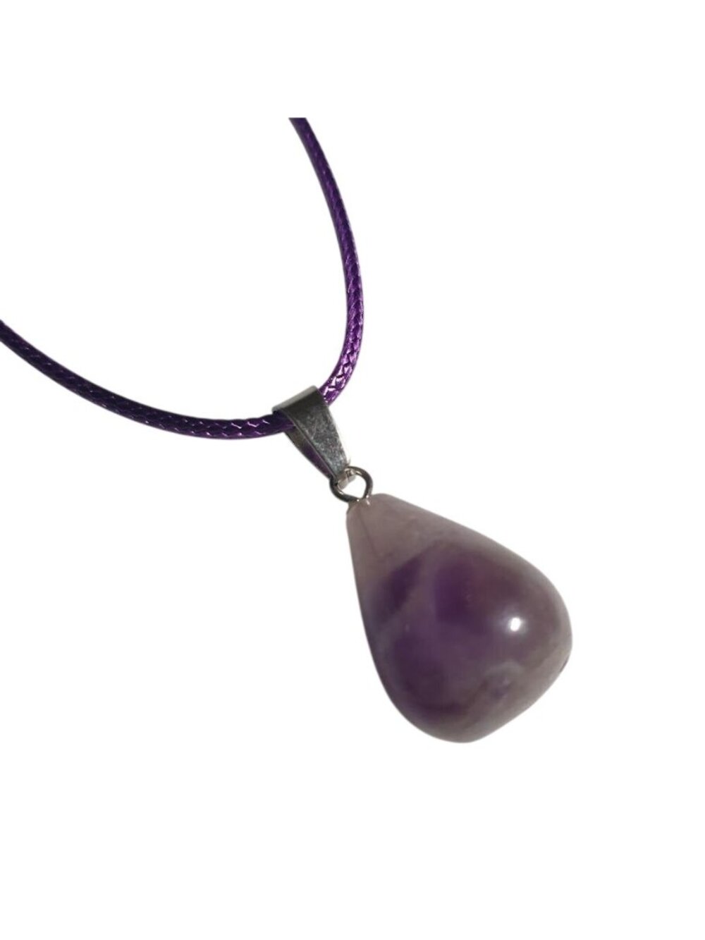 Amethyst Teardrop Pendant Purple Stone Necklace Adjustable Chain Jewelry Gift